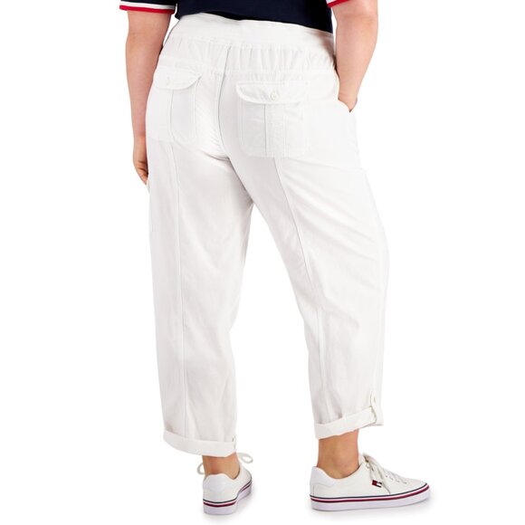 NWT Womens Plus Size 2X Tommy Hilfiger White Alton Straight Leg Cargo Pants NEW - Picture 3 of 6